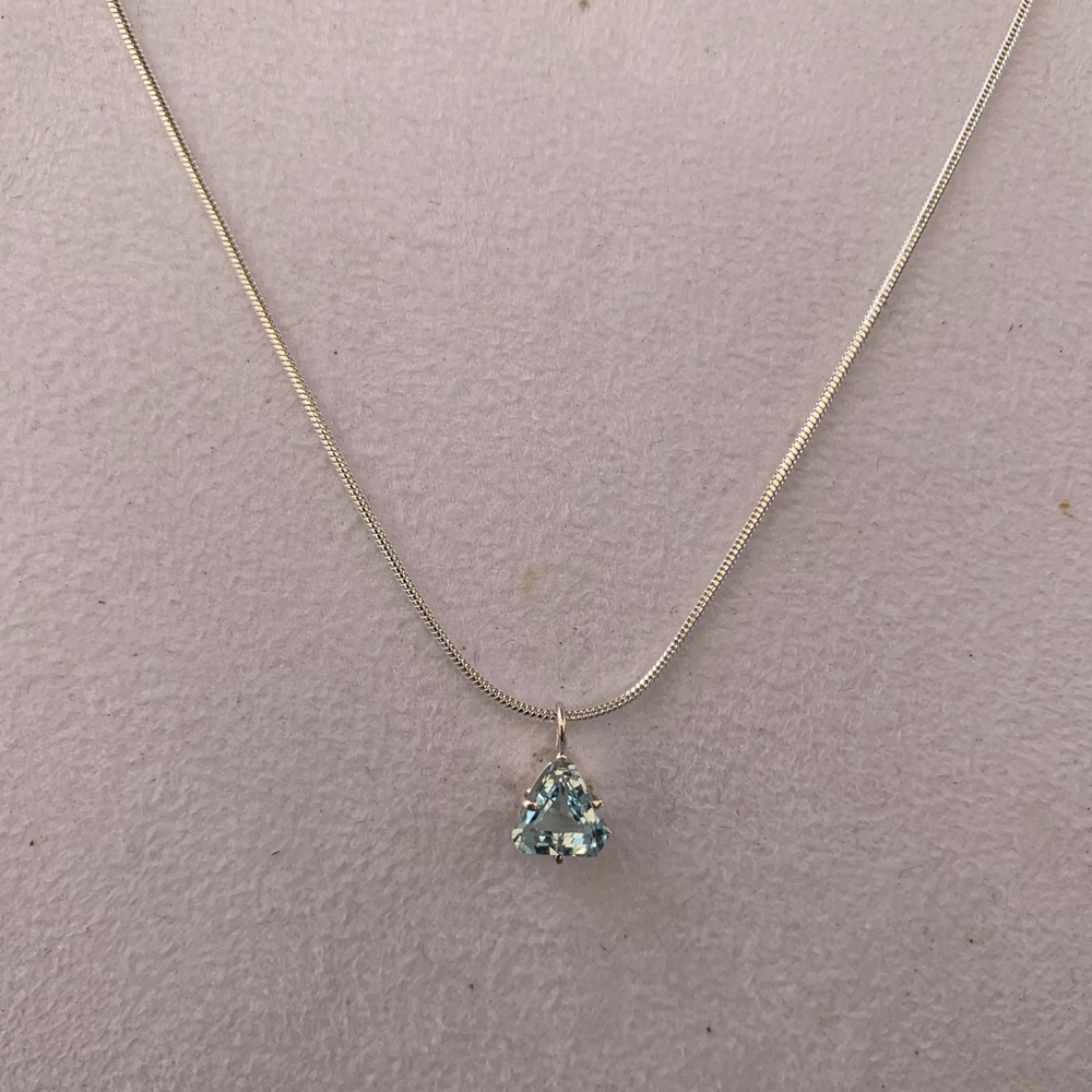 Aquamarine Pendant with Silver Chain
